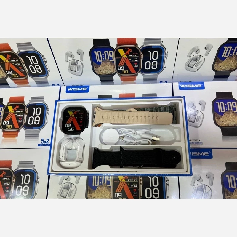 ساعت هوشمند آلمانی Wisme Ultra3 مدل 5 بند همراه ایرپاد شیشه ای کیفیت عالی