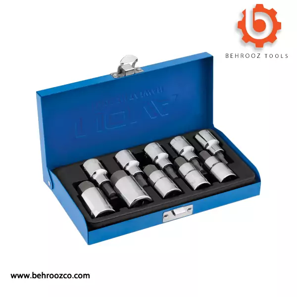 مجموعه 10 عددی جعبه بکس 1/2 اینچ آلنی 6 گوش با سطح فول پولیش نووا تایوانی مدل 7004