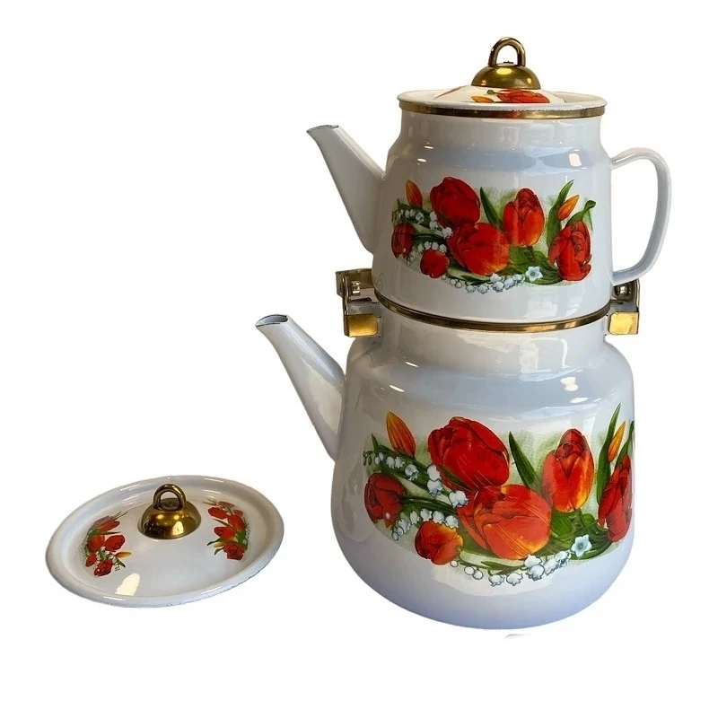 قوری طرح قلم آبی و ست طرح گل و پروانه دو تکه کتری و قوری دو طرح موجوده ارسال پسکرایه 