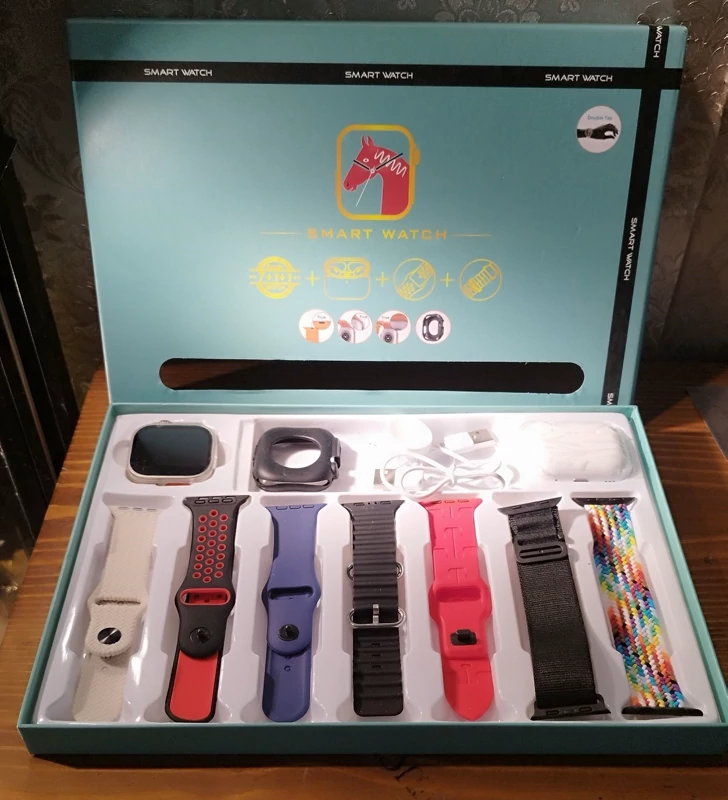 پک ساعت هوشمند دوعددی 7 بند ست مردانه و زنانه ست ساعت هوشمند دوتایی عاشقانه پک هدیه ساعت