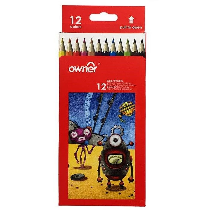 مداد رنگی 12 رنگ اونر جعبه فلزی