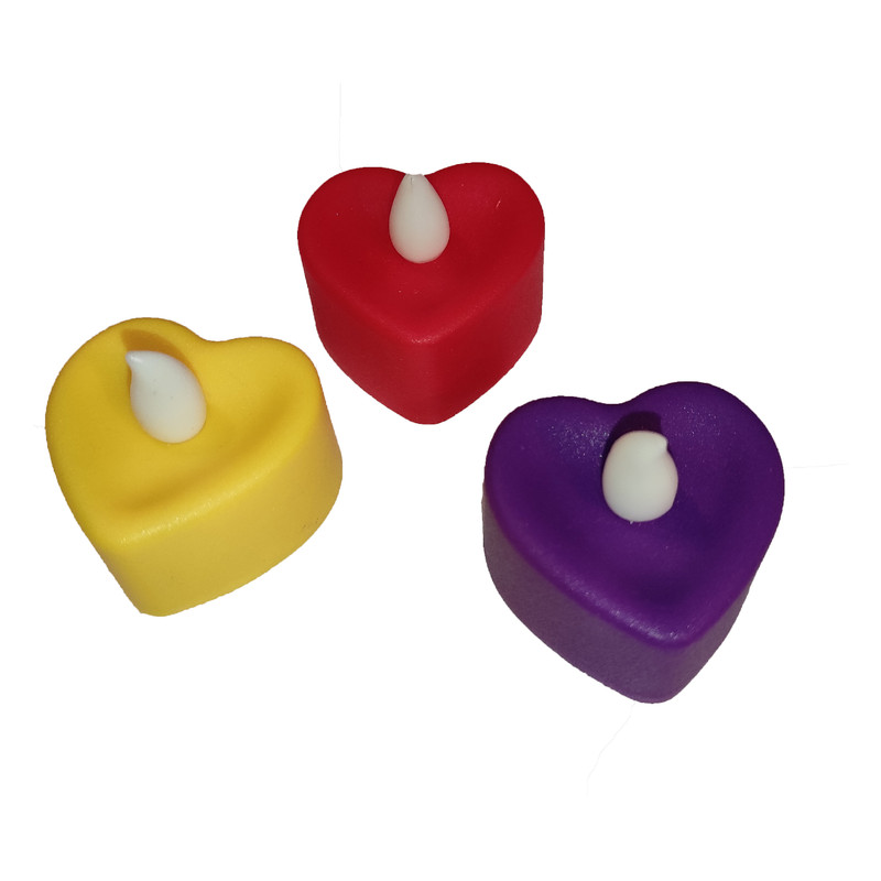 شمع ال ای دی طرح قلب مجموعه 3 عددیمدل 1