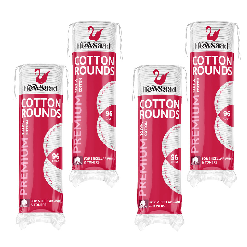 پد پاککننده آرایش صورت نیوساد مدل Cotton-Rounds چهار بسته 96 عددی