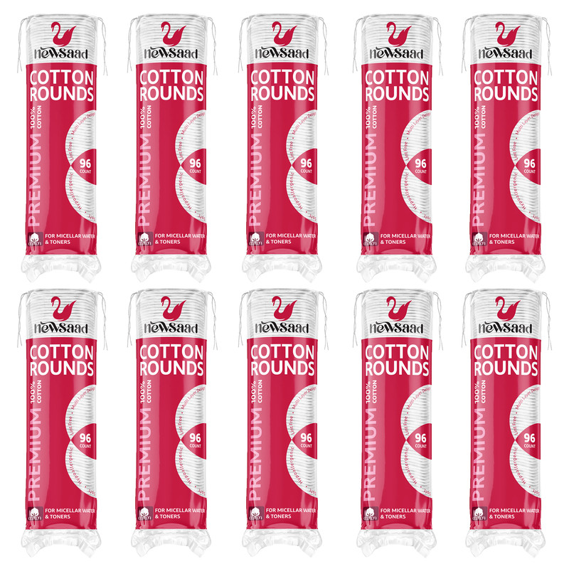 پد پاککننده آرایش صورت نیوساد مدل Cotton-Rounds ده بسته 96 عددی