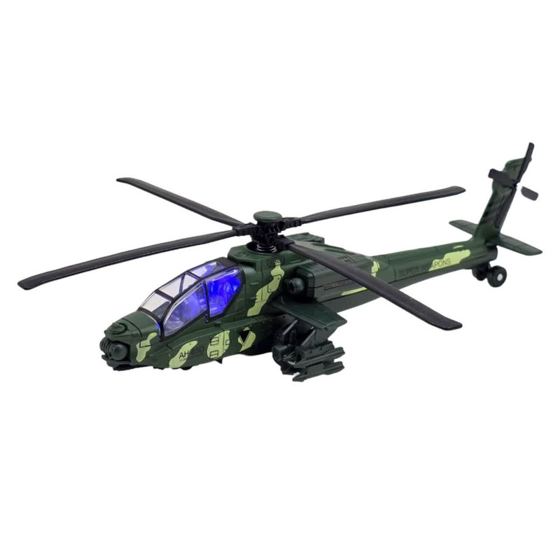 هلیکوپتر بازی ناب سل مدل آپاچی فلزی موزیکال عقب کش HELICOPTER AH-65D