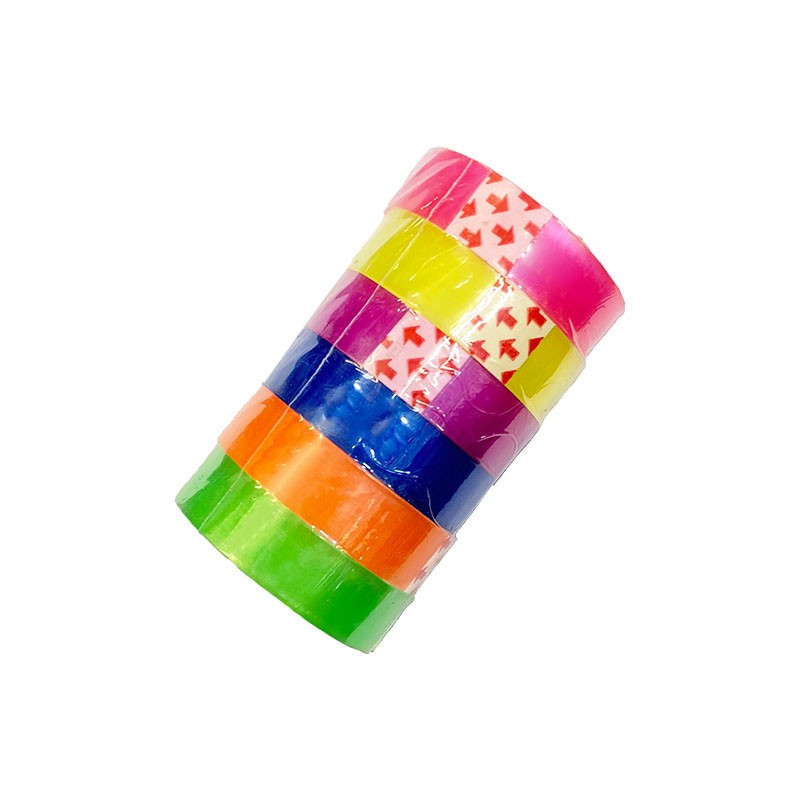 چسب نواری مدل رنگی شفاف بسته 6 عددی