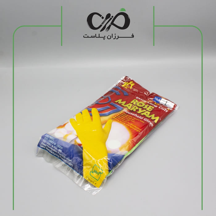 دستکش ظرفشویی ساق بلند رز مریم لارج (12عددی)