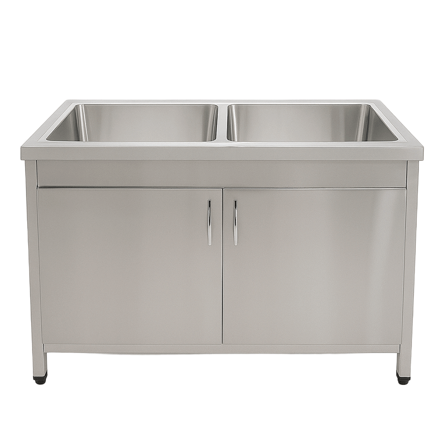 سینک دو لگن صنعتی 120×60 کابینت دار