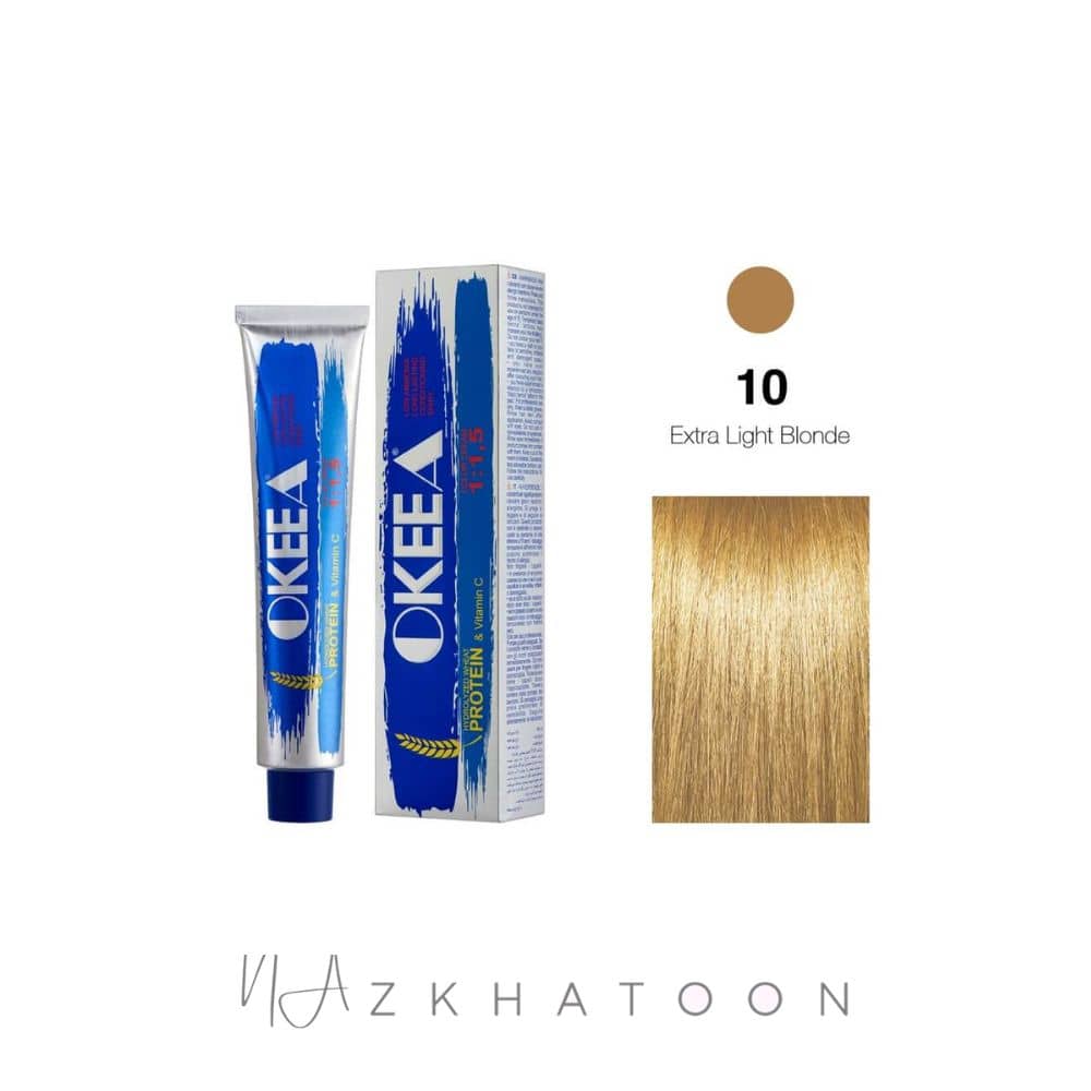 رنگ مو 100میل اکیا OKEEA سری NATURAL شماره 10 بلوند خیلی خیلی روشن طبیعی