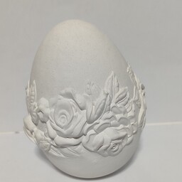 بیس خام تخم مرغ هفت سین دور گل 10 سانتی  زیبا و جذاب مناسب  سفره های هفت سین و دکوری جنس از پودر سنگ هنری قالب سیلیکونی 