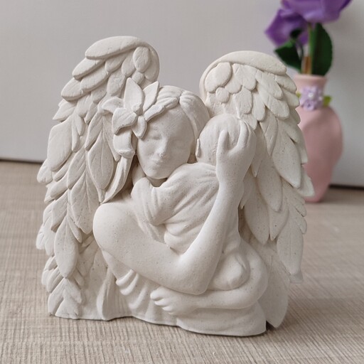 بیس خام مجسمه با تندیس فرشته مادر   مناسب شمعسازی و مجسمه دکوری و قالبگیری جنس از پودر سنگ هنری قالب سیلیکونی موجوده 