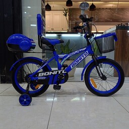دوچرخه سایز 16 آبی درجه یک سبد پشتی دار خارجی برند Bonito