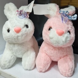 عروسک پولیشی خرگوش ناز ، رنگ صورتی و سفید  ، عروسک ولنتاین ، اسباب بازی دخترونه ، 