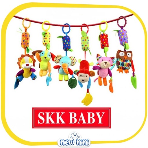 آویز  کریر جغجغه ای و دندانگیر کودک skk baby طرح میمون 