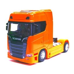 اسباب بازی ماکت ماشین فلزی - اسکانیا اس 730 - Scania S730 - مقیاس 1.50 برند Alloy Car - عقبکش و موزیکال و چراغدار-نارنجی