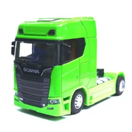 ماکت کامیون - کشنده اسکانیا Scania S730 - S730 - فلزی - کلگی متحرک - عقبکش، موزیکال، چراغدار - رنگ سبز