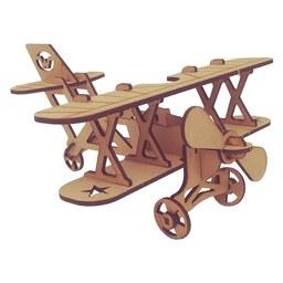پازل چوبی سه بعدی هواپیمای دوبال