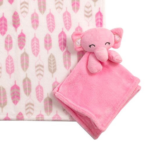 پتو دستمال دار عروسکی نوزاد طرح فیل صورتی مناسب چهار فصل