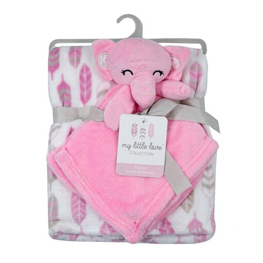 پتو دستمال دار عروسکی نوزاد طرح فیل صورتی مناسب چهار فصل
