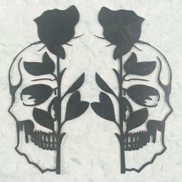 دیوارکوب پشت چسب دار طرح گل رز در استکلت دوتایی - Skull Rose