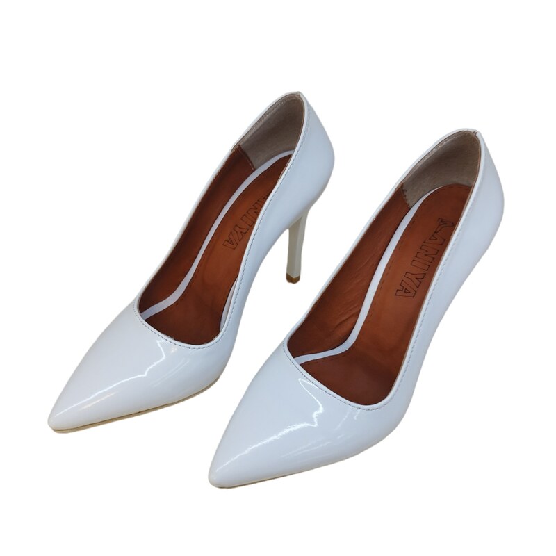 کفش مجلسی زنانه مدل استلتو فرهاد ورنی رنگ سفید
