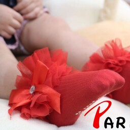 جوراب نوزادی تا دوسال لب تور اعلا   استپر دار  صورتی ، قرمز،مشکی موجوده