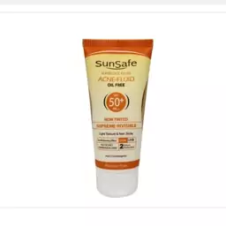 ضد آفتاب فاقد چربی فلوئید آکنئیک SPF50 سان سیف انقضا 1405 ضدآفتاب سان سیف مناسب پوست چرب بی رنگ