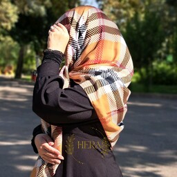 روسری نخی اعلا طرح باربری چاپ دیجیتالی زیبا و شیک
