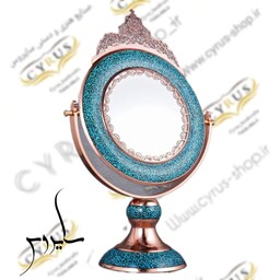 اینه آینه گرد فیروزه کوبی نیشابور 74 سانتی رومیزی و کادویی و دکوری مناسب هفت سین و عروس و عقد 