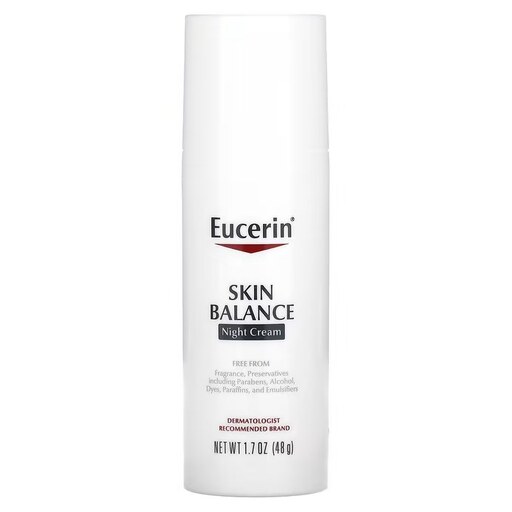 کرم مرطوب کننده صورت پوست حساس اوسرین Eucerin مدل شب وزن 48 گرم