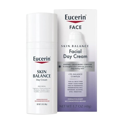 کرم مرطوب کننده صورت پوست حساس اوسرین Eucerin مدل شب وزن 48 گرم