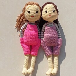 عروسک دستبافت  دختر 36 cm بالباس های  رنگی