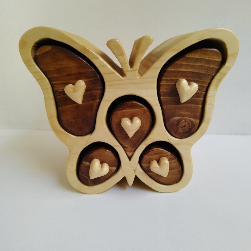 مینی دراور چوبی تزئینی و کاربردی مدل پروانه 