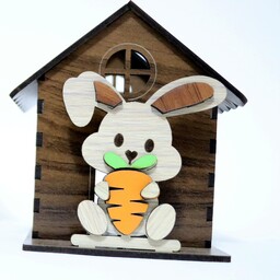 جامدادی رومیزی چوبی مدل خانه، خرگوش دار