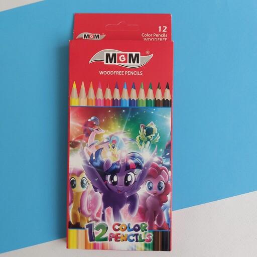مداد رنگی 12 رنگ MGM - طرح اسب تک شاخ