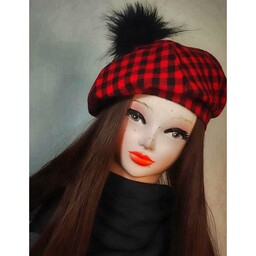 کلاه فرانسوی فانتزی دخترانه مدل پشمی منگوله دار با بند تنظیم دور سر مناسب برای تمام سنین