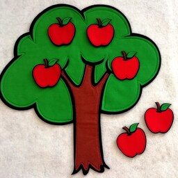 درخت میوه نمدی، 40 سانت، با 10 عدد سیب 8 سانت. (ویژه معلمین) آموزش شمارش و جمع و تفریق