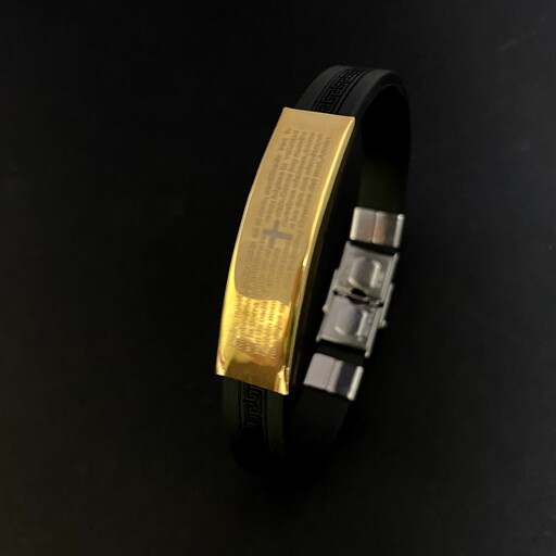 دستبندچرم استیل مردانه اسپورت طرح  صلیب درجه یک بالاترین کیفیت موجود در بازار 