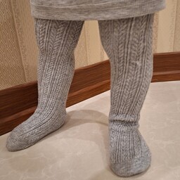 جوراب شلواری دخترانه ضخیم طرح گندمی مناسب پاییز و زمستان در سه رنگ طوسی ومشکی و سفید