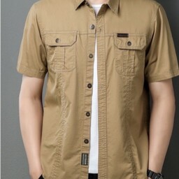 پیراهن  مردانه دو جیب کتان مردانه آستین کوتاه برند outdoor اوت دور  خارجی با ارسال رایگان