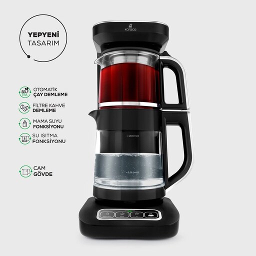 چایساز و قهوه ساز سخنگو کاراجا Robotea Pro 4 in 1  مدل شیشه ای رنگ کروم