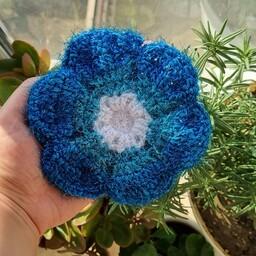 اسکاچ بافتنی طرح گل آبی