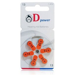 باتری سمعک شماره 13 دی پاور بسته 6عددی مدل Dpower-13