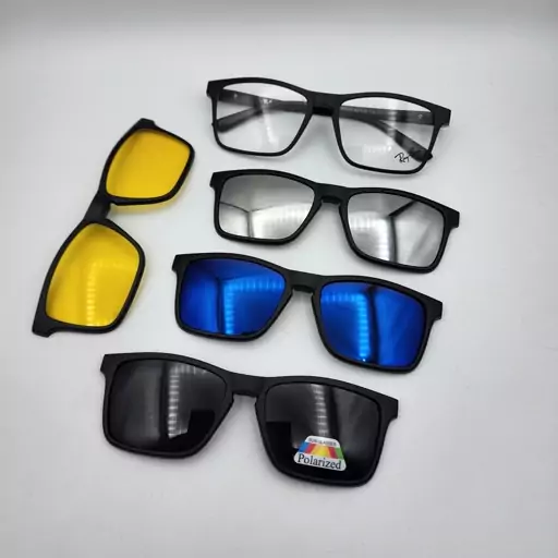  فریم عینک طبی مگنتی کاوردار  رای بن Ray Ban  با 4 کاور مگنتی آفتابی کد 2267