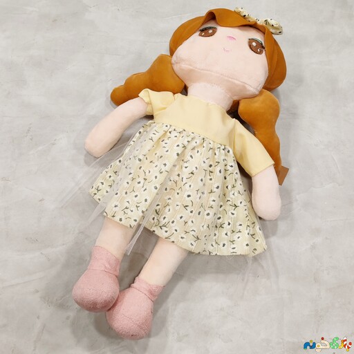 عروسک پولیشی آنجل دختر لباس گلدار کیفیت عالی پاپیون دار ارتفاع 33 سانت