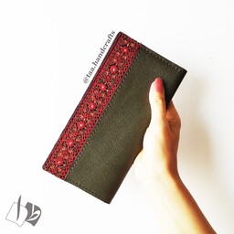 کیف موبایل و کارت زنانه چرم طبیعی به رنگ سبز از صنایع دستی طا