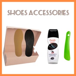اکسسوری کفش شامل یک جفت  کفی کفش یک عدد پاشنه کش یک عدد واکس  براق کننده کفش و جعبه کفش مناسب و مکمل کفش و هدیه شما