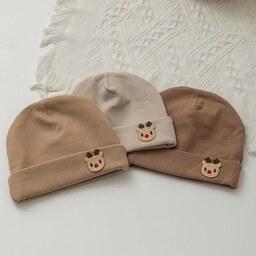 کلاه نوزادی در 3 رنگ کرم قهوه ای نسکافه ای مناسب سنین 18 ماه به پایین