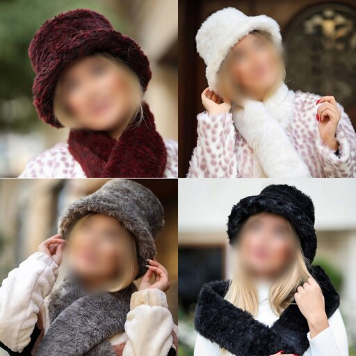 شال و کلاه روسی - ست شال و کلاه - شال کلاه لبه دار - شال و کلاه زمستانی - شال کلاه زنانه دخترانه