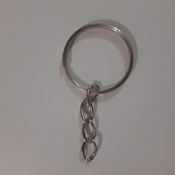 جاسوئیچی حلقه زنجیر دار    مفتولی     2  دور  2.5 بسته 100 عددی. نقره ای حلقه و چهار دانه زنجیر